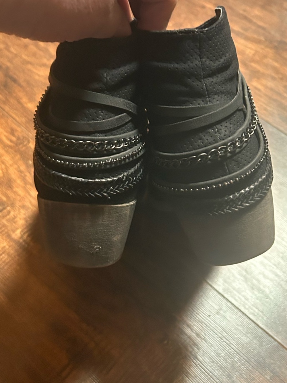 Women’s Black Ankle Boot with Decorative Straps size 9.5 - Picture 6 of 8